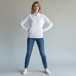 Alphalete Women's Long Sleeve Full‎ Zip Alphaland Jacket White Size Medium
